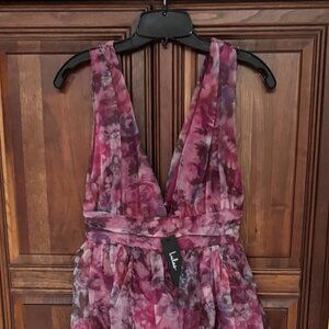 Final Price-Quick Sale- Lulus Magenta Floral Maxi Dress-Size Small-New With Tags